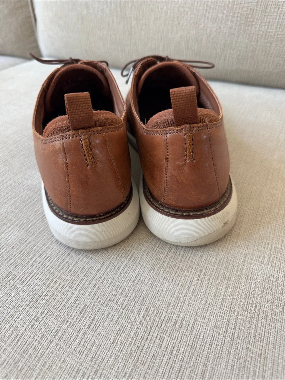 Clarks Tan‎ Leather Derby Shoes with White Sole
